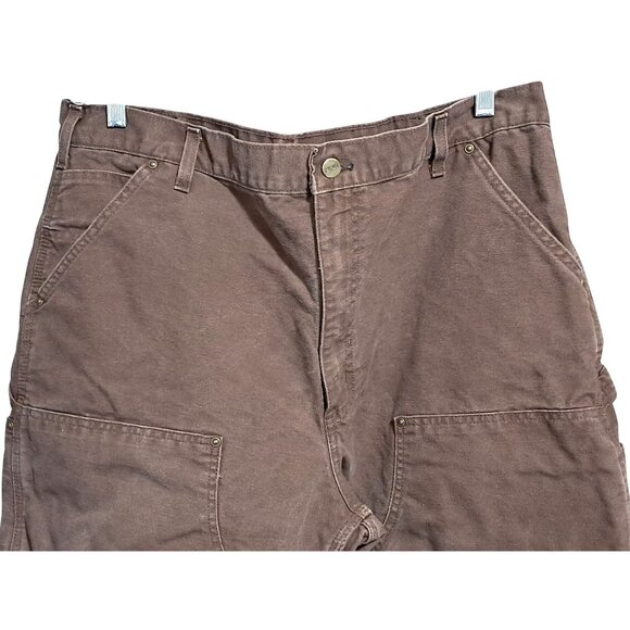 Vintage Carhartt Pants Mens Size 40x32 Brown Carpenter Canvas Work With Utility - Picture 4 of 11